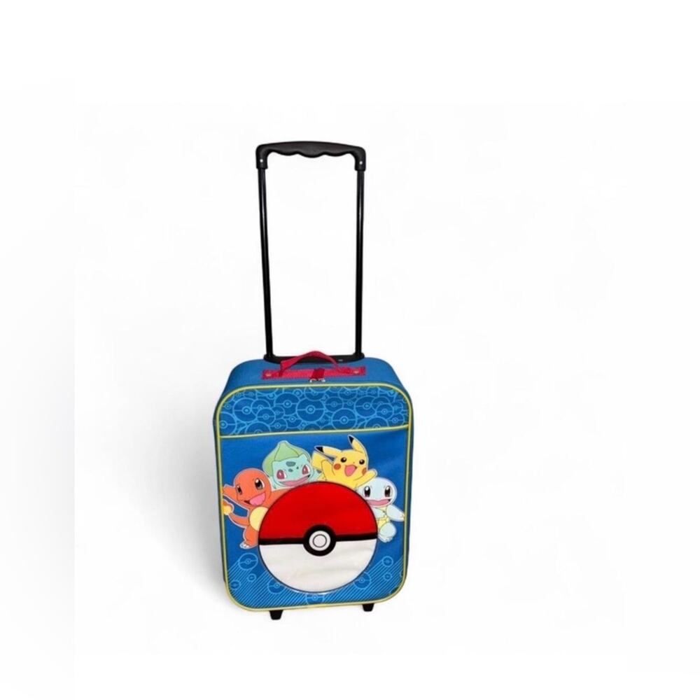 Pokémon Rolling Suitcase Kids Carry On Luggage Pikachu Pokeball Travel Bag Blue